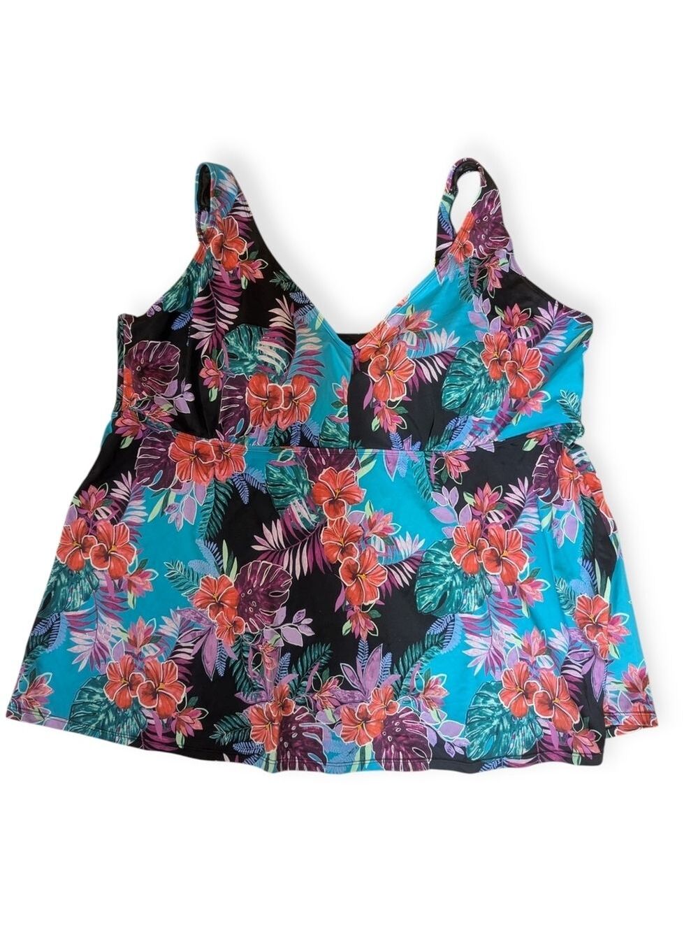 Swimsuits For All Floral V Neck Tankini Top Set Size 28 - Picture 6 of 12